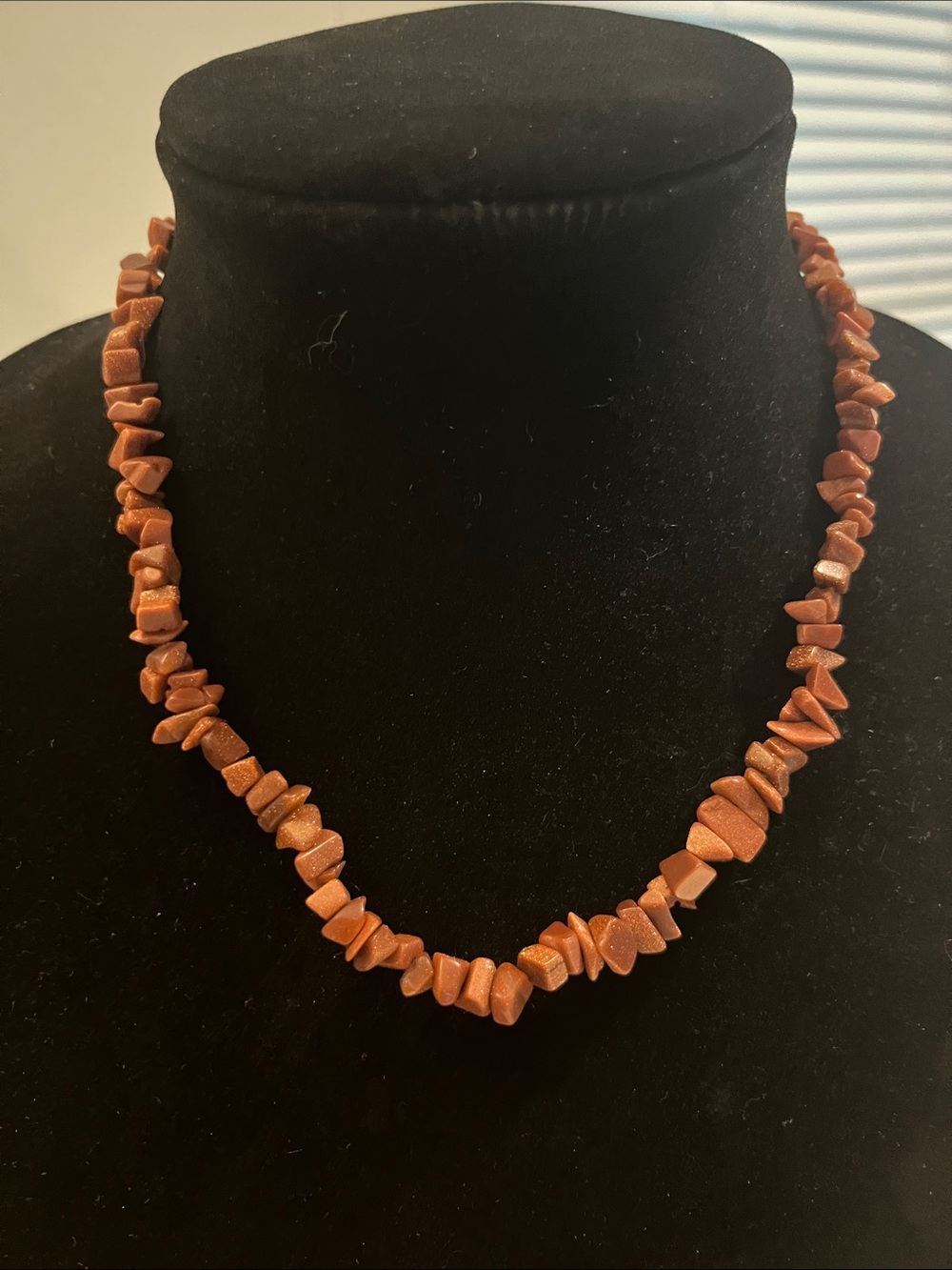 Goldstone Chip Necklace in Warm Copper-Brown